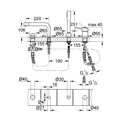 Grohe Concetto Dört Delikli Küvet Bataryası - 19576002 - 2