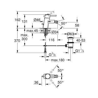 Grohe Concetto Tek Kumandalı Bide Bataryası S-Boyut - 32208001 - 2