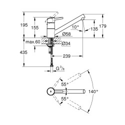 Grohe Concetto Tek Kumandalı Eviye Bataryası - 32659001 - 2