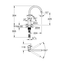 Grohe Concetto Tek Kumandalı Eviye Bataryası - 32661Dc3 - 2