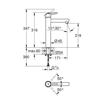 Grohe Concetto Tek Kumandalı Lavabo Bataryası Xl-Boyut - 23920001 - 2