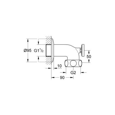 Grohe Duvar Bağlantısı, 1 1/2' - 12448000 - 2