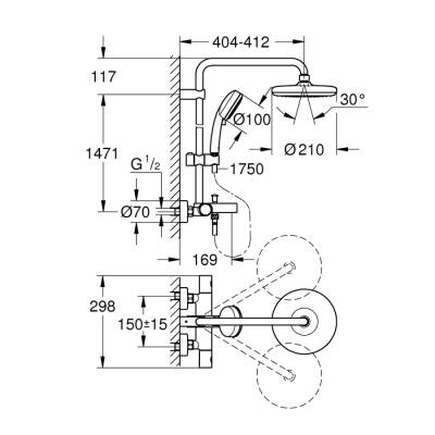 Grohe Duvara Monte Termostatik Banyo Bataryalı Duş Sistemi - 26223001 - 2