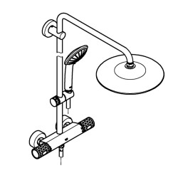 Grohe Duvara Monte Termostatik Bataryalı Duş Sistemi - 27296003 - 3