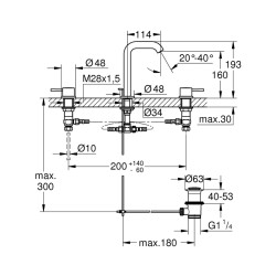 Grohe Essence 3 Delikli Lavabo Bataryası 1/2' M-Boyut - 20296001 - 2