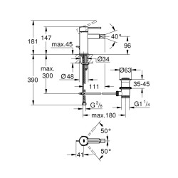 Grohe Essence Tek Kumandalı Bide Bataryası S-Boyut - 32935001 - 2