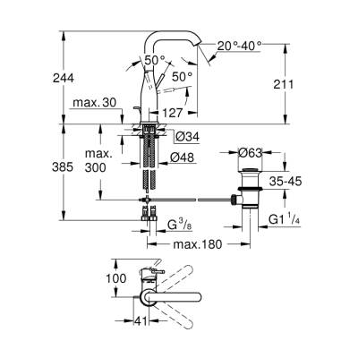 Grohe Essence Tek Kumandalı Lavabo Bataryası 1/2' L-Boyut - 32628A01 - 2