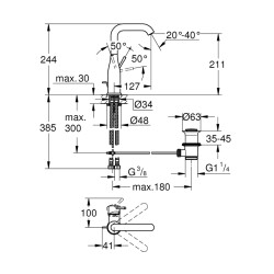 Grohe Essence Tek Kumandalı Lavabo Bataryası 1/2' L-Boyut - 32628Al1 - 2