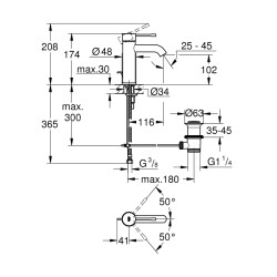 Grohe Essence Tek Kumandalı Lavabo Bataryası S-Boyut - 23589A01 - 2