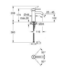 Grohe Essence Tek Kumandalı Lavabo Bataryası S-Boyut - 23590Da1 - 2