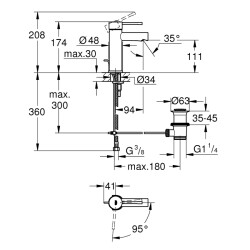 Grohe Essence Tek Kumandalı Lavabo Bataryası S - Boyut - 24183001 - 2