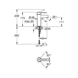 Grohe Essence Tek Kumandalı Lavabo Bataryası S-Boyut - 34294001 - 2