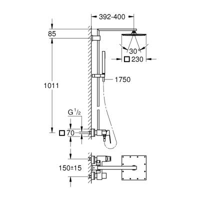 Grohe Euphoria Cube System 230 Duvara Monte Tek Kumandalı Bataryalı Duş Sistemi - 23147001 - 2