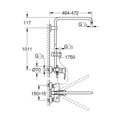 Grohe Euphoria Duş Sistemi Duvara Monte Tek Kumandalı Bataryalı Duş Sistemi - 26240000 - 2