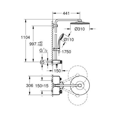 Grohe Euphoria Smartcontrol 310 Duo Duş Sistemi Duvara Monte Termostatik Bataryalı Duş Sistemi - 26507Gn0 - 2