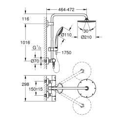 Grohe Euphoria System 210 Duvara Monte Termostatik Bataryalı Duş Sistemi - 27964000 - 2