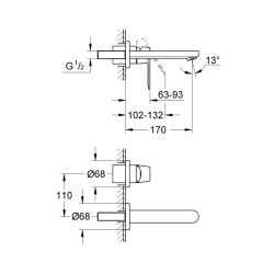 Grohe Eurocosmo 2 Delikli Lavabo Bataryası S-Boyut - 19381000 - 2