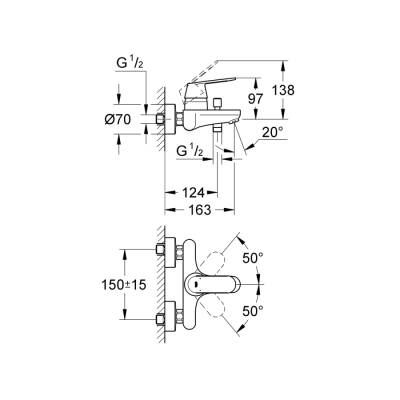 Grohe Eurocosmo Tek Kumandalı Banyo Bataryası - 32831000 - 2