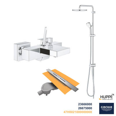 Grohe Eurocube Joy Banyo Bataryası Seti + Hüppe Galata X Duş Kanalı -18 - 1