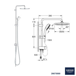 Grohe Eurocube Joy Banyo Bataryası Seti + Hüppe Galata X Duş Kanalı -18 - 3