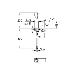 Grohe Eurocube Joy Tek Kumandalı Lavabo Bataryası S-Boyut - 23656000 - 2