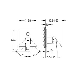 Grohe Eurocube Tek Kumandalı 3 Yönlü Banyo Bataryası - 24094000 - 2