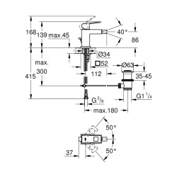 Grohe Eurocube Tek Kumandalı Bide Bataryası S-Boyut - 23138Al0 - 2