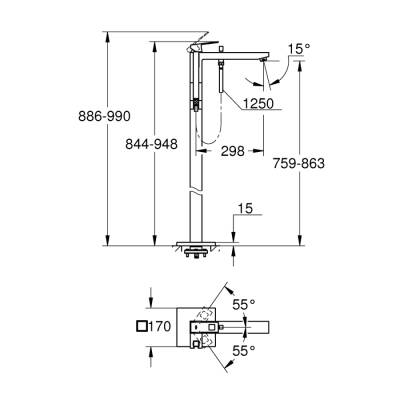 Grohe Eurocube Yerden Küvet Bataryası - 23672001 - 2