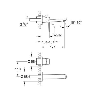 Grohe Eurodisc Cosmopolitan İki Delikli Lavabo Bataryası M-Boyut - 19573002 - 2