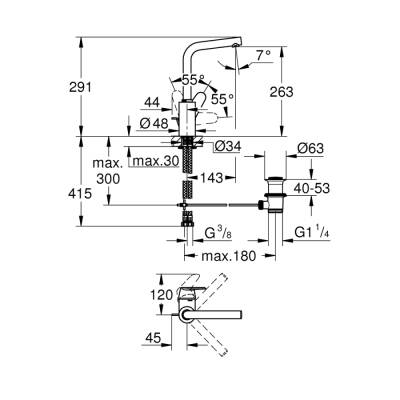 Grohe Eurodisc Cosmopolitan Tek Kumandalı Lavabo Bataryası 1/2' L-Boyut - 23054003 - 2