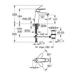 Grohe Eurodisc Cosmopolitan Tek Kumandalı Lavabo Bataryası M-Boyut - 23448002 - 2