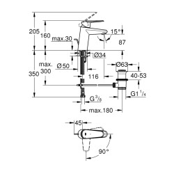 Grohe Eurodisc Cosmopolitan Tek Kumandalı Lavabo Bataryası S-Boyut - 2338420E - 2