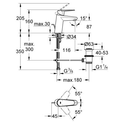 Grohe Eurodisc Cosmopolitan Tek Kumandalı Lavabo Bataryası S - Boyut - 33183002 - 2