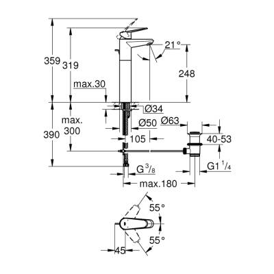 Grohe Eurodisc Cosmopolitan Tek Kumandalı Lavabo Bataryası Xl-Boyut - 23055002 - 2