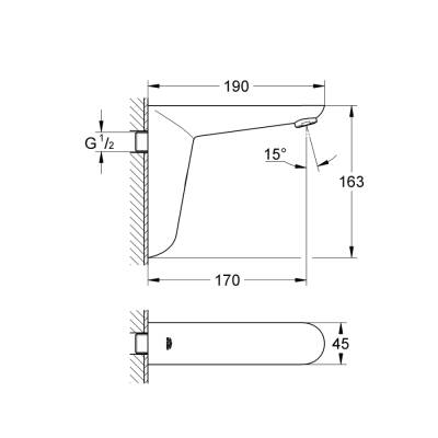 Grohe Euroeco Cosmopolitan E Ankastre Fotoselli Lavabo Bataryası, Tek Su Girişli - 36274000 - 2