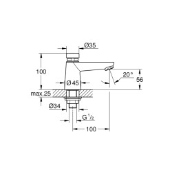 Grohe Euroeco Cosmopolitan T Zaman Ayarlı Tek Su Girişli Batarya - 36265000 - 2