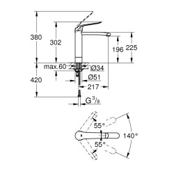 Grohe Euroeco Special Tek Kumandalı Lavabo Bataryası - 30208000 - 2