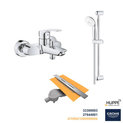 Grohe Eurosmart Banyo Bataryası Seti + Hüppe Galata X Duş Kanalı -17 - 1