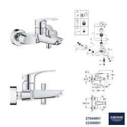 Grohe Eurosmart Banyo Bataryası Seti + Hüppe Galata X Duş Kanalı -17 - 2