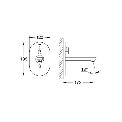 Grohe Eurosmart Cosmopolitan E Fotoselli Lavabo Bataryası, Çift Su Girişli Ayarlanabilir Sıcaklık Sınırlayıcısı - 36315000 - 2