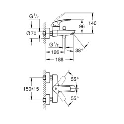 Grohe Eurosmart Tek Kumandalı Banyo Bataryası - 33300003 - 2