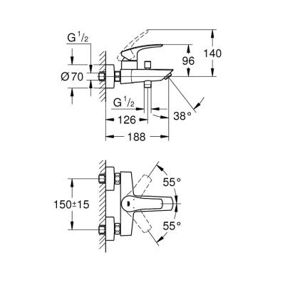 Grohe Eurosmart Tek Kumandalı Banyo Bataryası - 33300003 - 2