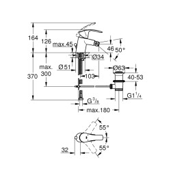 Grohe Eurosmart Tek Kumandalı Bide Bataryası S-Boyut - 32929002 - 2