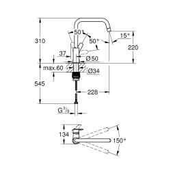 Grohe Eurosmart Tek Kumandalı Eviye Bataryası - 30567000 - 2