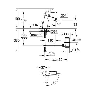 Grohe Eurosmart Tek Kumandalı Lavabo Bataryası M-Boyut - 2339310E - 2