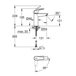 Grohe Eurosmart Tek Kumandalı Lavabo Bataryası M - Boyut - 2339530E - 2