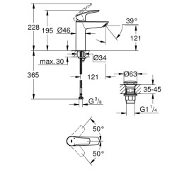 Grohe Eurosmart Tek Kumandalı Lavabo Bataryası M - Boyut - 23923003 - 2