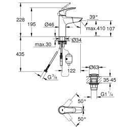 Grohe Eurosmart Tek Kumandalı Lavabo Bataryası M - Boyut - 23976003 - 2