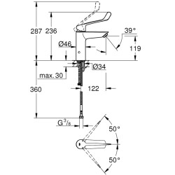 Grohe Eurosmart Tek Kumandalı Lavabo Bataryası M - Boyut - 23985003 - 2