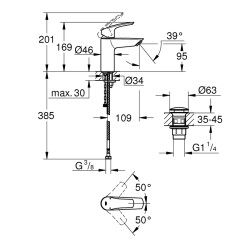 Grohe Eurosmart Tek Kumandalı Lavabo Bataryası S - Boyut - 23988003 - 2